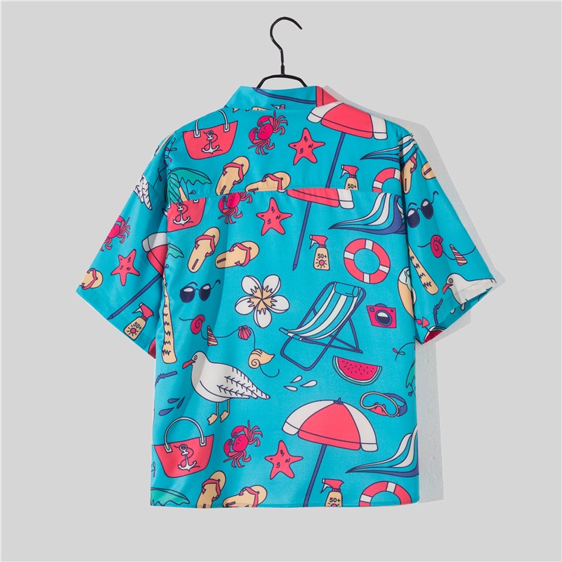 Have Durable Hawaiian Beach Pants Men Short Sleeve Flower Shirt Couple Travel Vacation Outfit Loose Casual Suit Middl... - Image 3