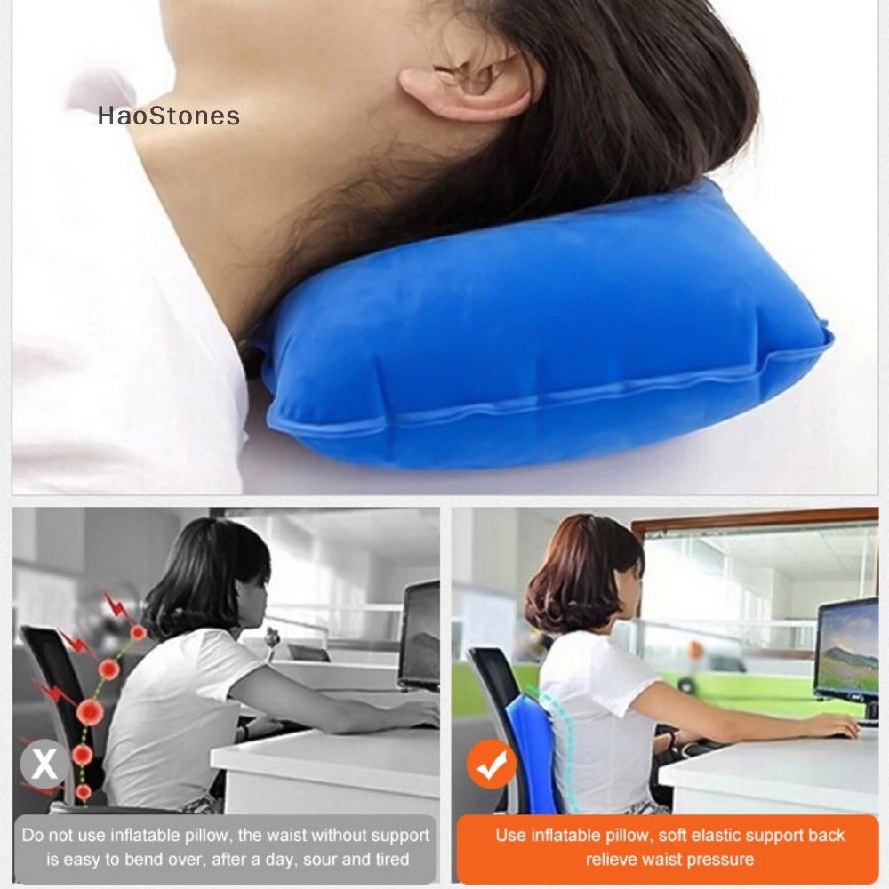 Premium Must HaoStones PVC Portable Ultralight Inflatable Air Pillows Neck Support Headrest Camping Sle MY - Image 4