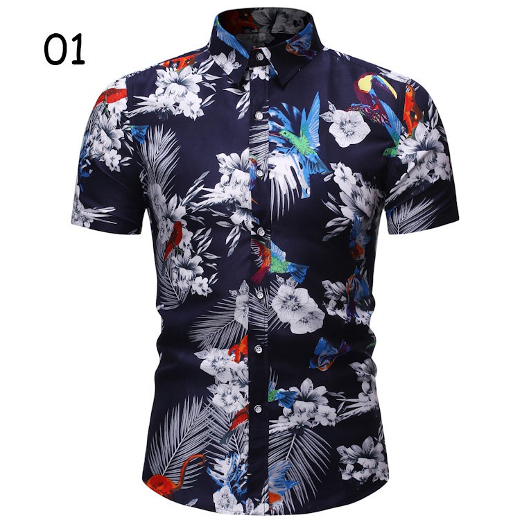 Durable Quality Summer Men's New Short Sleeve Shirt 5 Colors Fashion Casual Floral Breathable Baju Kemeja Lelaki Read... - Image 2