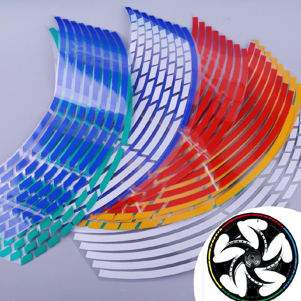 Essential Have 16Pcs Motorcycle Car Wheel Rim 16 Reflective Strips 18" Stripe Tape Decal Stickers Durable - Image 3