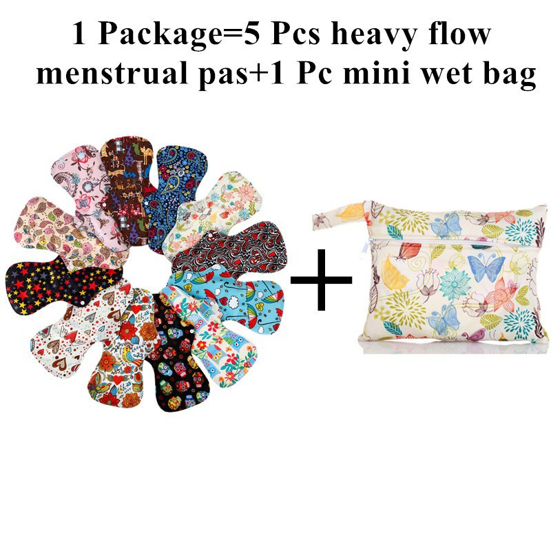 Must Premium 6 Pcs Bamboo Charcoal Reusable & Waterproof Heavy Flow Menstrual Cloth Pads Set Versatile - Image 2