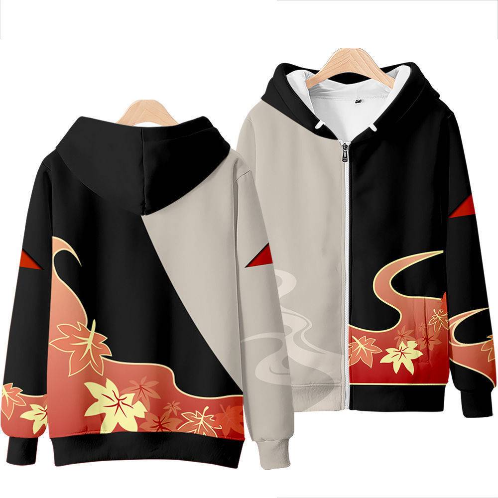 Quality Durable Jason Anime Genshin Impact Jacket Long Sleeve Zipper Tops Hooded Casual Coat Kazuha Cosplay Outerwear... - Image 3