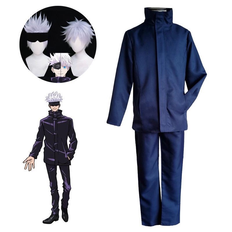 Versatile Purpose Anime Jujutsu Kaisen Gojo Satoru Cosplay Costume Wig Men School Uniform Suit Outfit set Reliable - Image 4