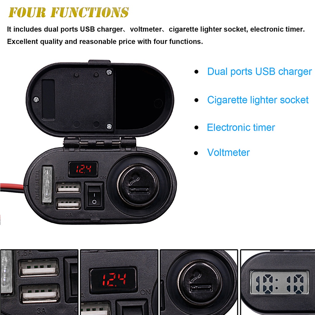 Quality Must Motorcycle Charger USB Waterproof Fast Dual Ports 4.5A Mobile Phone Power Socket Motorbike Purpose - Image 5