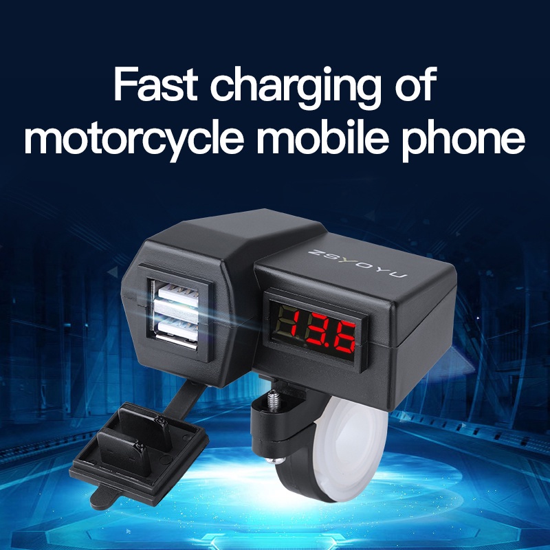 Must Have Dual QC3.0 Fast Usb 12V Adapter Port Socket Voltmeter Motorcycle Mobile Phone Power Supply Charger Waterpro... - Image 5