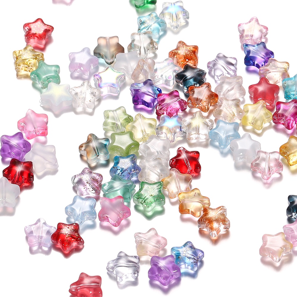 St. kunkka 10pcs 8mm Glass Five-pointed Star Beads Gilt Star Beads for DIY Bracelet Necklace Jewelry Making