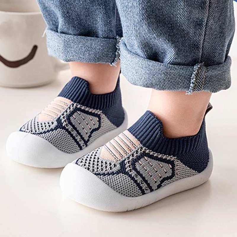 Baby Slippers Shoes Children Girls Boys Mesh Shoes Anti-slip Breathable Infant Crib Floor Socks with Rubber Sole for Soft Bottom