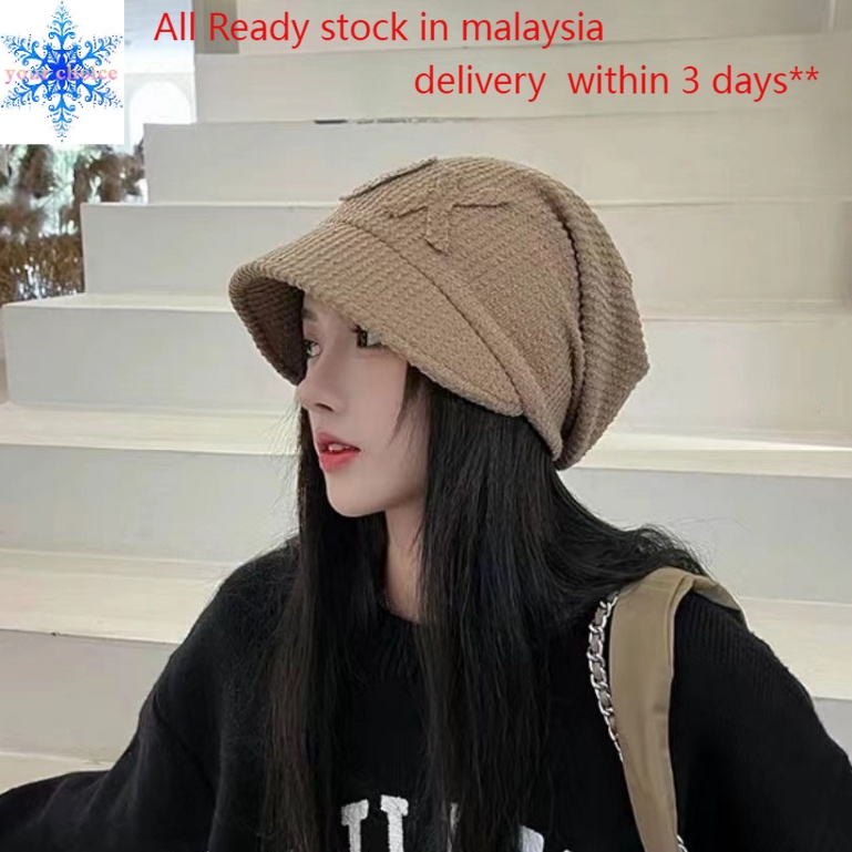 Ready stock DT388=winter ear protection set head duck tongue stacking cap simple fashion personality letter show face sm