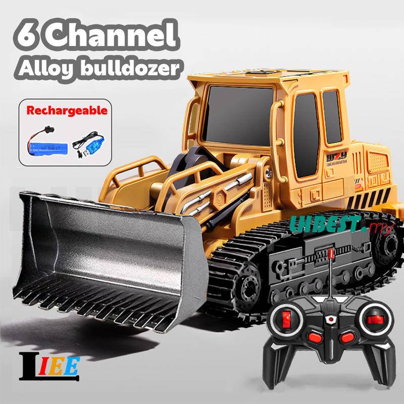 Remote Control Alloy Bulldozer Simulation RC 6 channel Construction & Trucks Track Excavator With Sound Light Effect Trucks Toy Gift For Children
