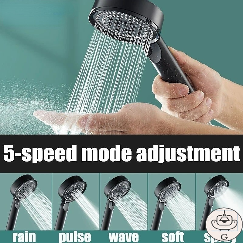 GS Bathroom 5 Gears High Pressure Large Spray Area Shower Head / Handheld Water Saving Eco-friendly Shower Nozzle