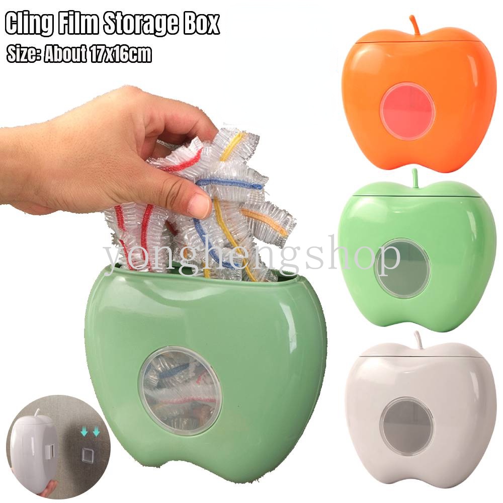 Wall Mounted Disposable Cling Film Storage Box Food Cover Plastic Wrap Container Punch-free Dustproof Boxes Space-saving Garbage Bag Storage Rack Kitchen Organizer