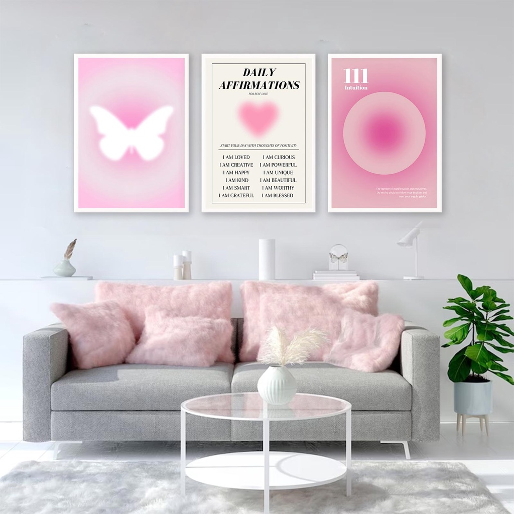 Abstract Aura Gradient Poster Daily Affirmation Spiritual Pink Butterfly Wall Art Canvas Painting Picture Aesthetics Room Decor