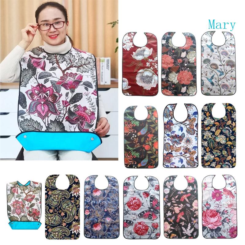 Mary Large Adult Elders Dining Mealtime Bib Cloth Clothing Protector Disability Aid Apron Waterproof Washable Reusable