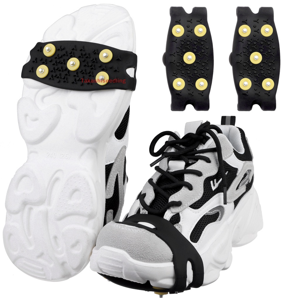 Training Sport (Takashiseedling) 2 Pairs of Ice Snow Grippers Shoes 5 Spikes Anti Slip Cleats Crampons Running - Image 5