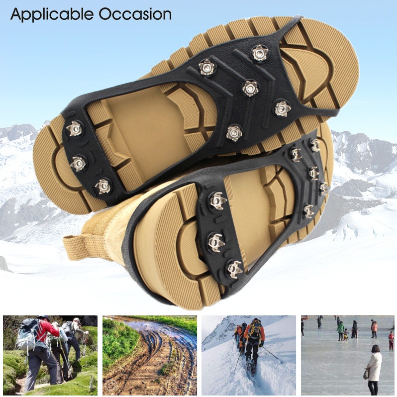 Training Comfort Anti Slip Ice Snow Grips Crampons Cleats 8 Spikes Grippers Studs Shoe Boot Breathable Active - Image 2