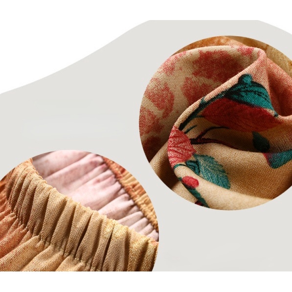 Multi Durable Summer Cotton Silk Casual Suit Plus Size Loose Short Sleeve + Cropped Pants Two Piece Set Have Versatile - Image 4