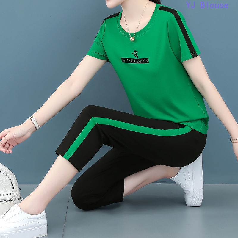 Multi Purpose 【Set】Plus Size Women Suit Summer Short-sleeved Blouse Tops + Casual Pants Two-piece Essential - Image 3
