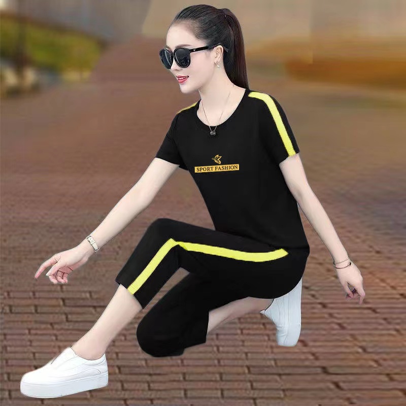 Multi Purpose 【Set】Plus Size Women Suit Summer Short-sleeved Blouse Tops + Casual Pants Two-piece Essential - Image 5