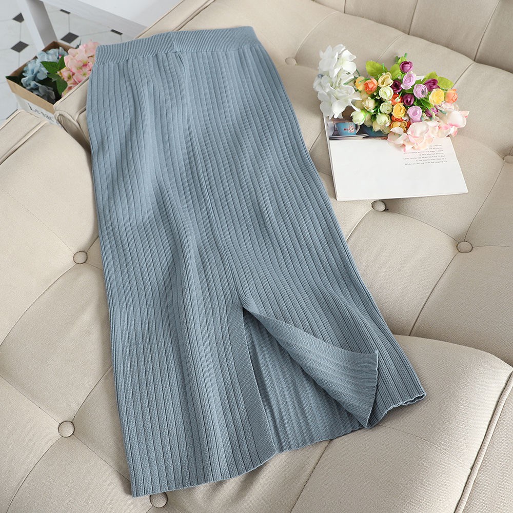 female Daily 2022 Trendy suit autumn winter fashion shirt stitching sweater bag hip skirt two-piece - Image 4