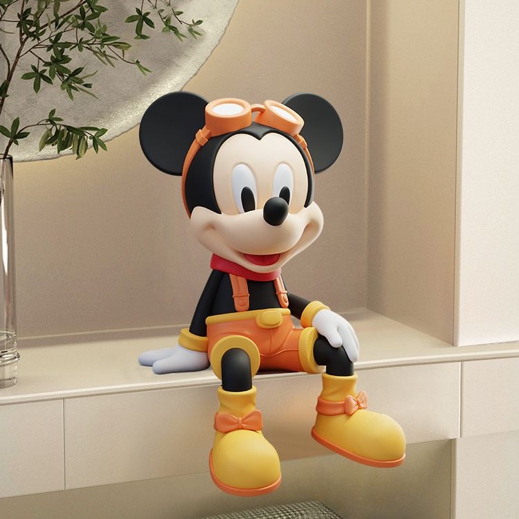 Free Shipping Ready Stock Disney Anime Merchandise Mickey Model Sitting Cute Mickey Mouse Doll Resin GK Statue Desktop Decoration Boxed Gift