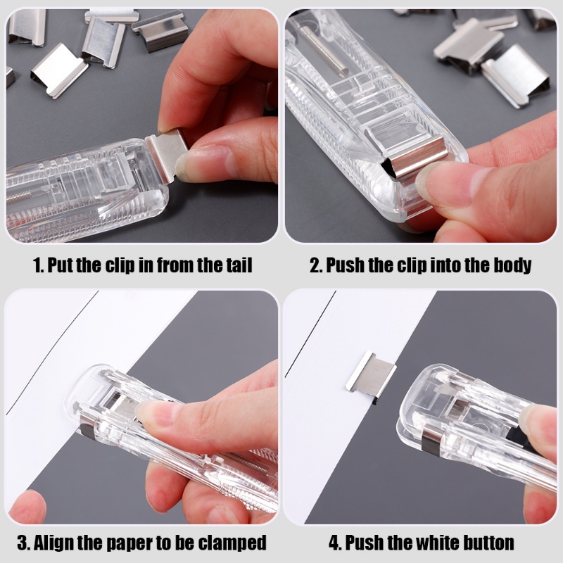 Purpose Versatile Metal Clip Push Stapler Reusable Binding File Clamp Folder Staple Remover Binder Office School Supp... - Image 3