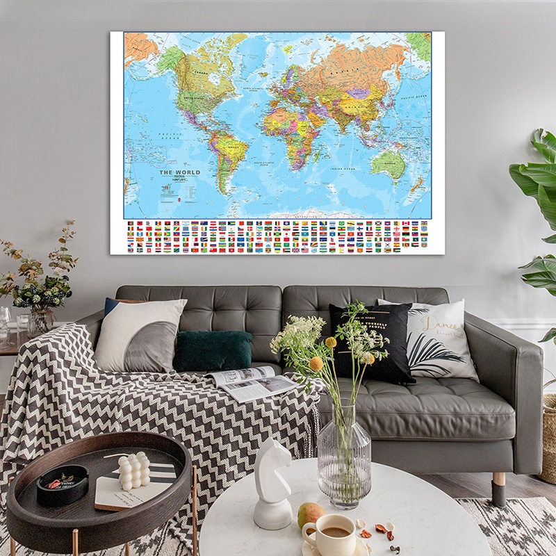 Premium Purpose Classic World Map Educational Large Poster Prints Wall Hanging Art Background Cloth Children Bedroom ... - Image 4