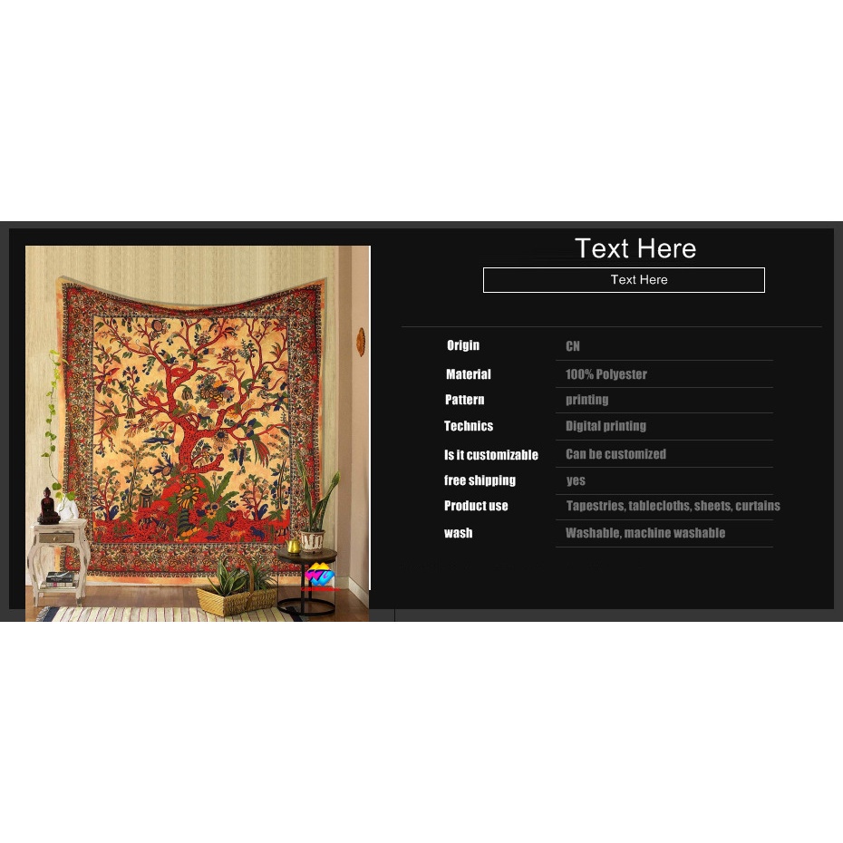 Have Versatile art box tapestry green tree of life wall hanging psychedelic Indian cotton double bed cloth picnic she... - Image 3