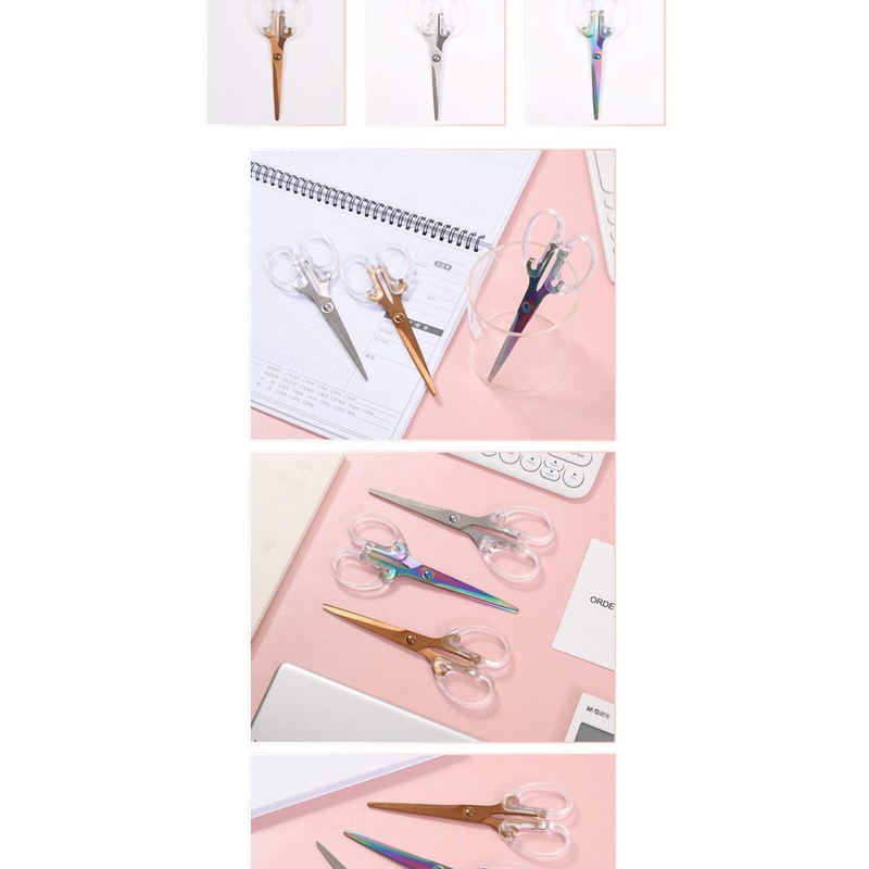 Multi Essential Cross-border direct supply transparent PS rose gold stapler puncher nail puller frosted colorful scis... - Image 3