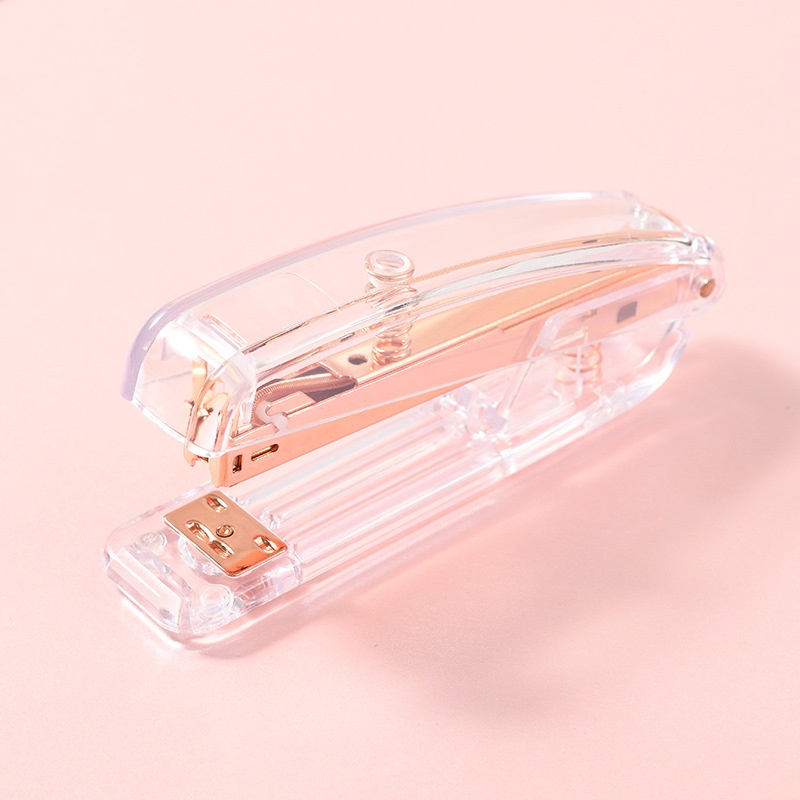 Multi Essential Cross-border direct supply transparent PS rose gold stapler puncher nail puller frosted colorful scis... - Image 5