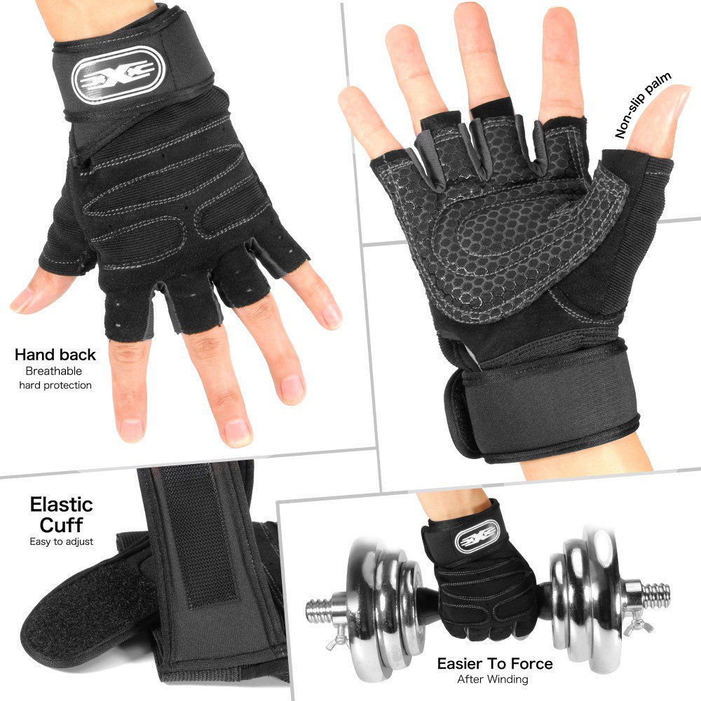 Casual Business Unisex Sports Fitness Gloves Wrist Support Half Finger Weight Lifting Digital - Image 2