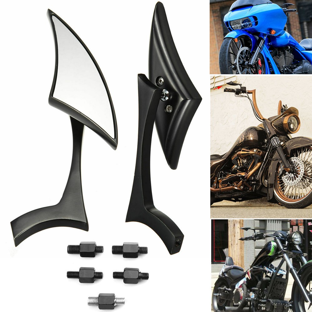1Pair Blade Motorcycle Blade Rearview Side Mirrors Black For Harley-Davidson Touring Electra Glide