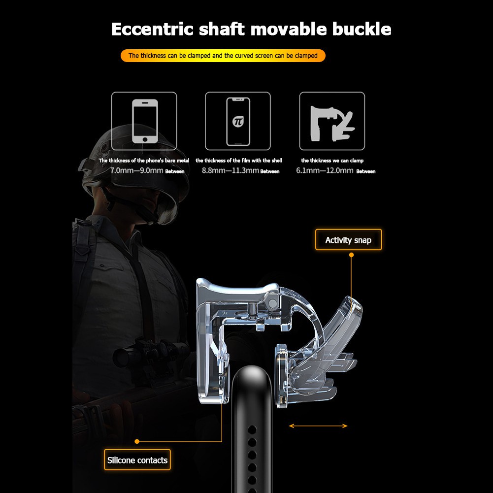 Must Premium GT01 1 Pair PUBG Mobile Trigger Grip Gamepad Fire Button Phone Controller 6.1-12.0mm Thickness /Android - Image 5