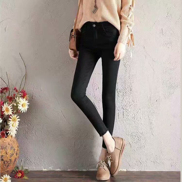 Versatile Premium Fast Pos.Women High Waist Solid Color Elastic Stretch Tight-fitting Slim-Fit Long Jeans Pants - Image 4
