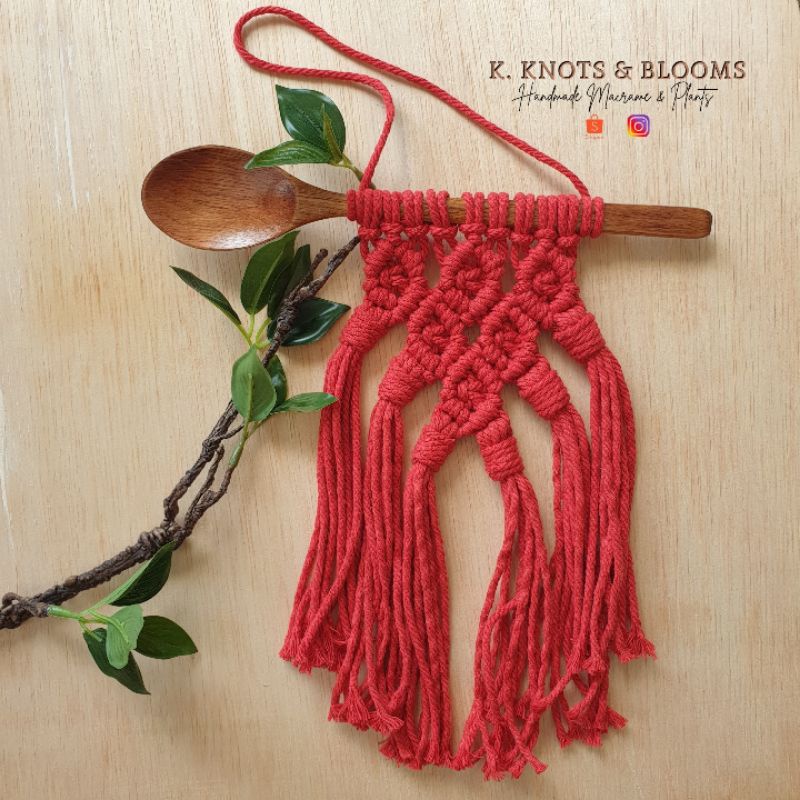 Macrame Boho Handmade Wall Hanging Kitchen Decor On Wooden Spoon Gifts