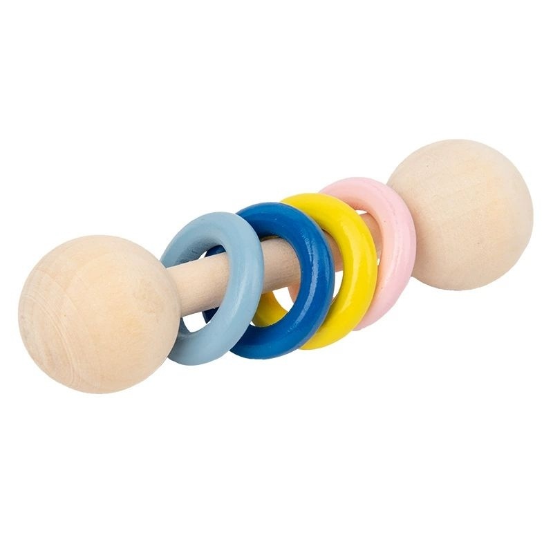 Purpose Premium Wooden Ring Rattle/Baby's Hand Muscle Stimulation Toy Reliable