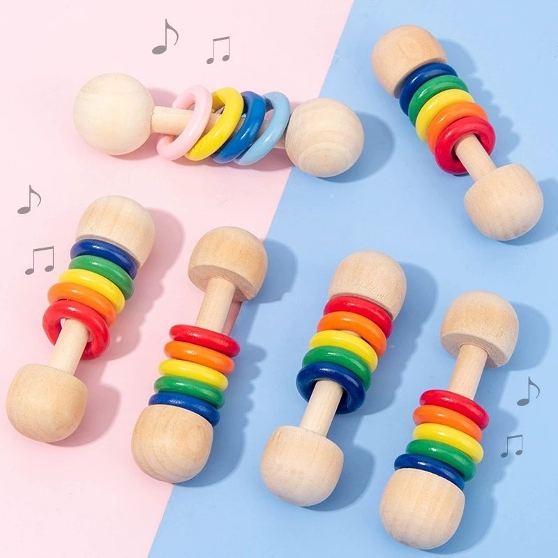 Purpose Premium Wooden Ring Rattle/Baby's Hand Muscle Stimulation Toy Reliable - Image 5