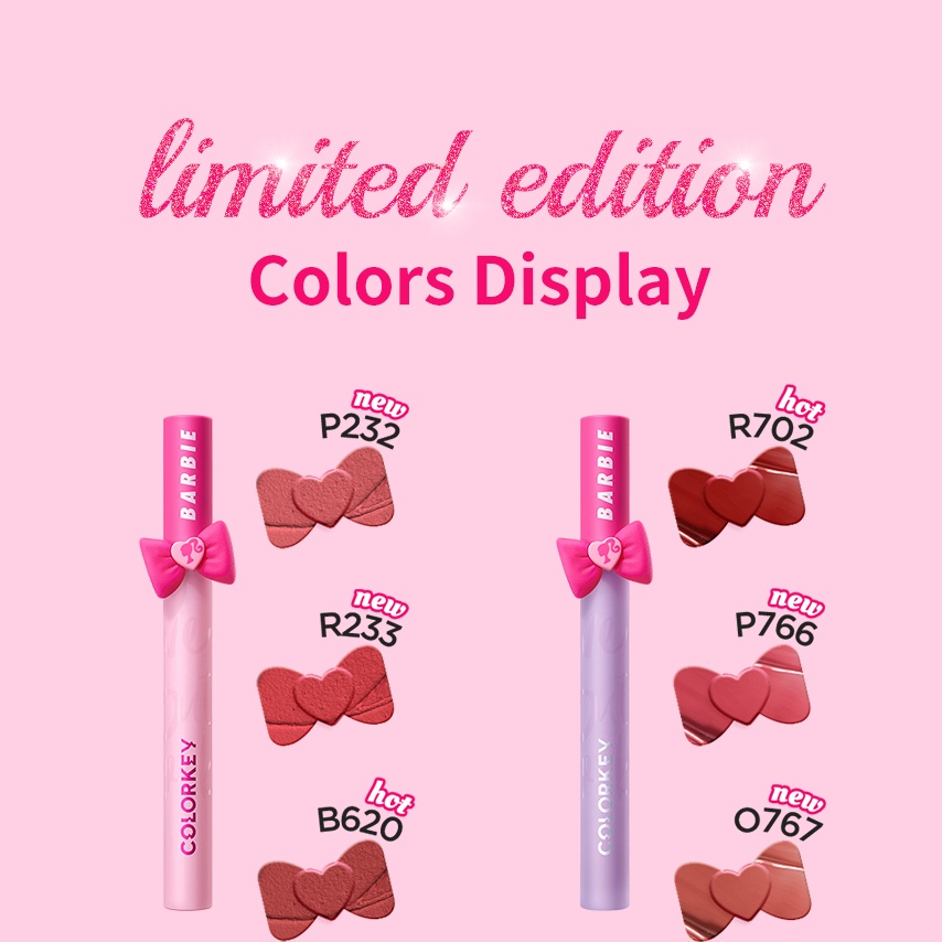 Have Multi Colorkey X Barbie Lip Gloss Watery Mirror & Airy Velvet Matte Moisturising Long-lasting Liquid Lipstick Pl... - Image 4