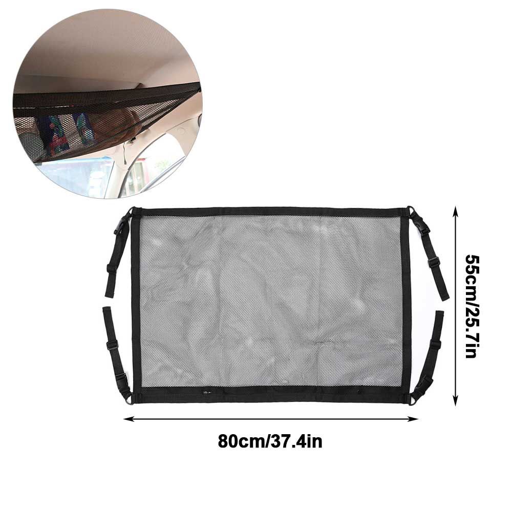 Outdoor Daily Adjustable Car Ceiling Mesh Bag Zipper Double Layer Carge Storage Net Universal SUV Van MPV Space Save ... - Image 3