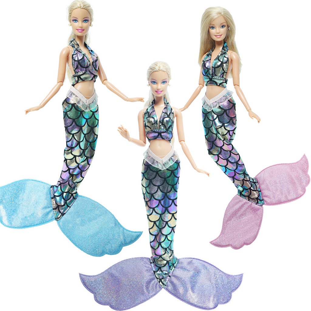 Purpose Essential Classic Mermaid Outfits Halter Swimsuit Clothes Barbie Doll Dollhouse Accessories Toy Purple Blue P... - Image 3