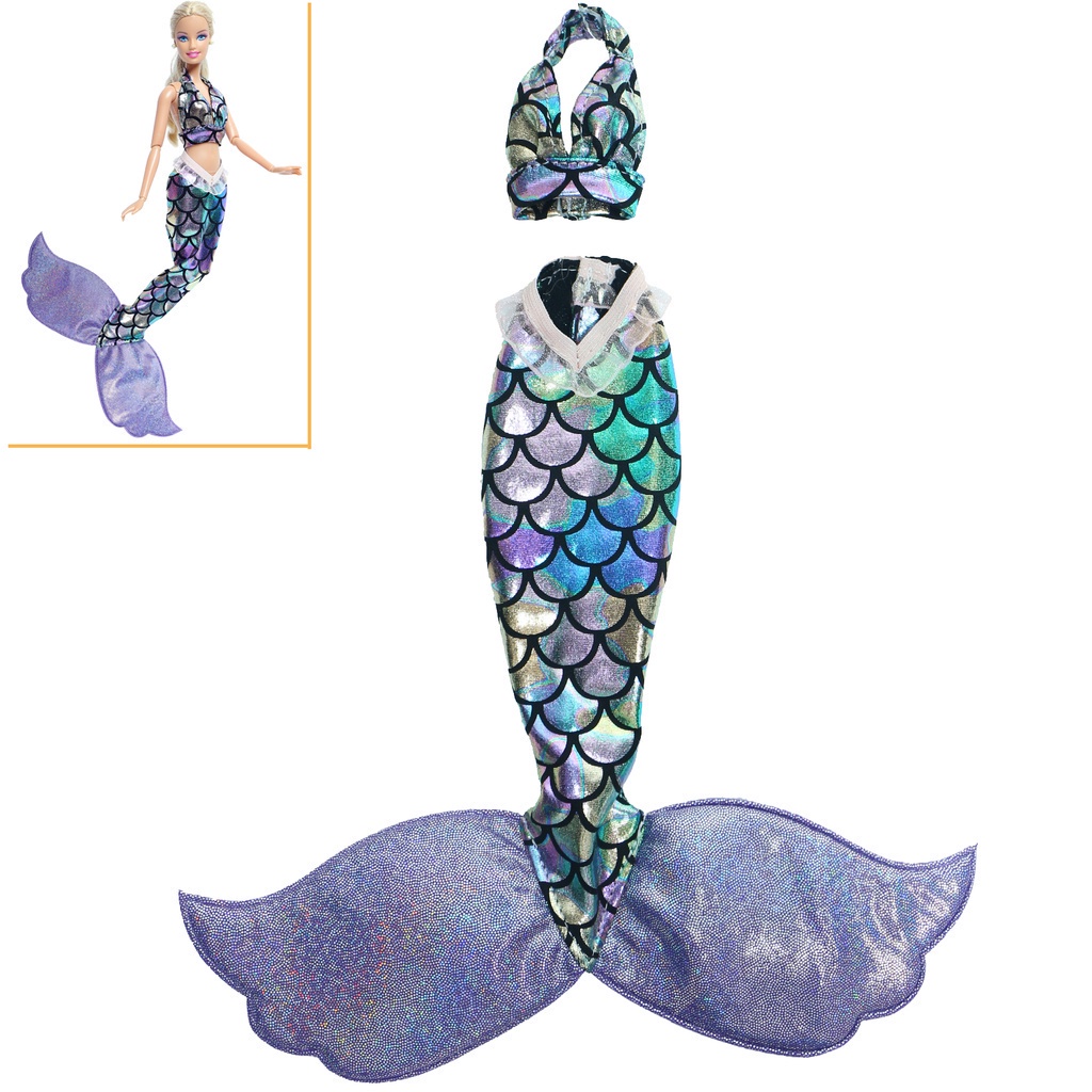 Purpose Essential Classic Mermaid Outfits Halter Swimsuit Clothes Barbie Doll Dollhouse Accessories Toy Purple Blue P... - Image 5