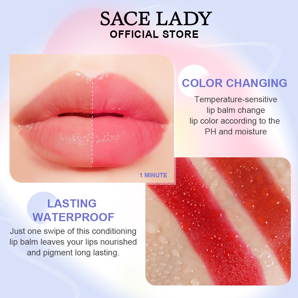Quality Purpose SACE LADY Lipstick Waterproof Color Liptint Moisturizing Temperature Change Lip Balm - Image 2