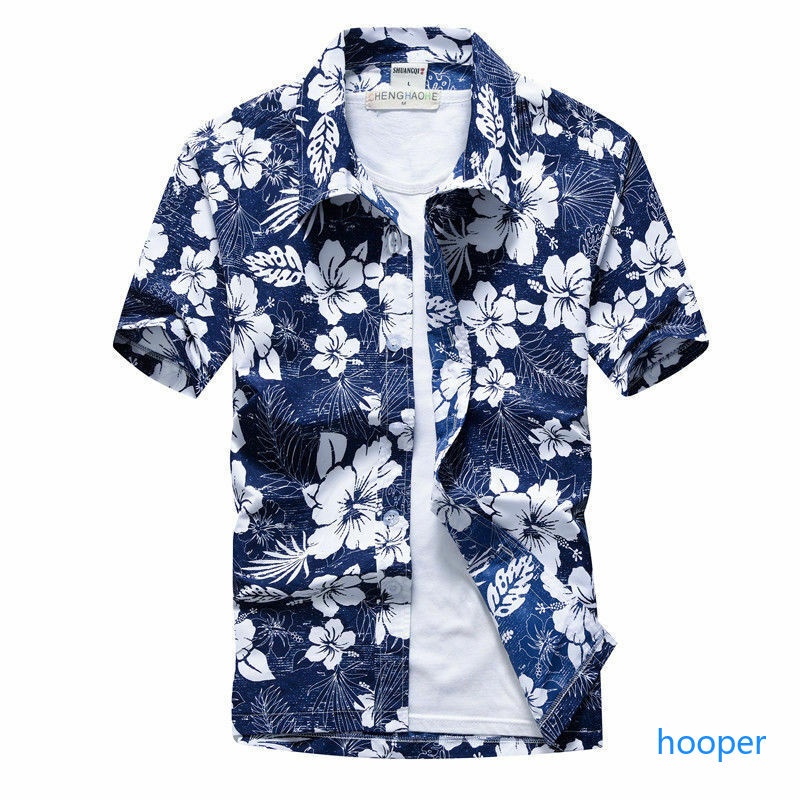 Multi Reliable Hawaiian Baju Kemeja Beach Lelaki T Shirt Men Floral Short Sleeve Lapel Slim Summer Casual Have - Image 3