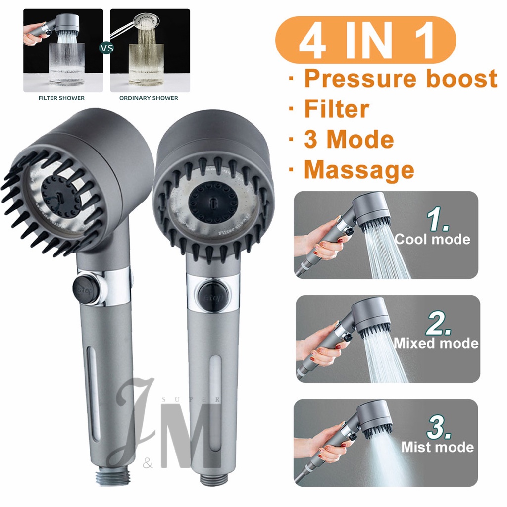 Versatile Have Kit 4 1 High Pressure Shower Head Filter 3 Mode Water Saving - Image 3