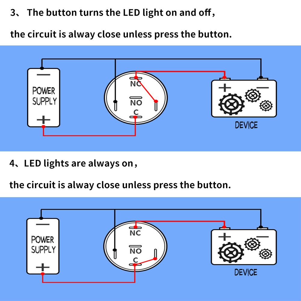 Premium Durable 16mm Black Oxide Metal Power Push Button Switch Waterproof Custom Made Flat Head LED Light Self-Reset... - Image 5