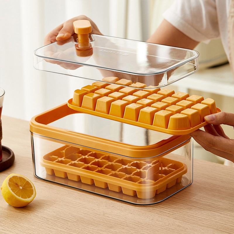 【Ready Stock】64 Grid Ice Cube Makers With Box Mold One-button Push Off Ice Cube Ice Mould Bar Party 冰格 制冰模具 冰块收纳盒