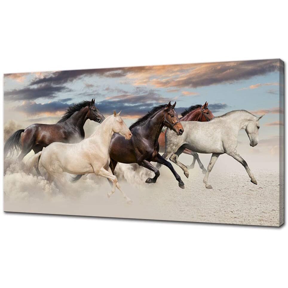 Large Canvas Wall Art Running Horse Wildlife Artwork Picture Animal Painting for Living Room Bedroom Office Modern Home Decor Giclee Print Gallery Wr...