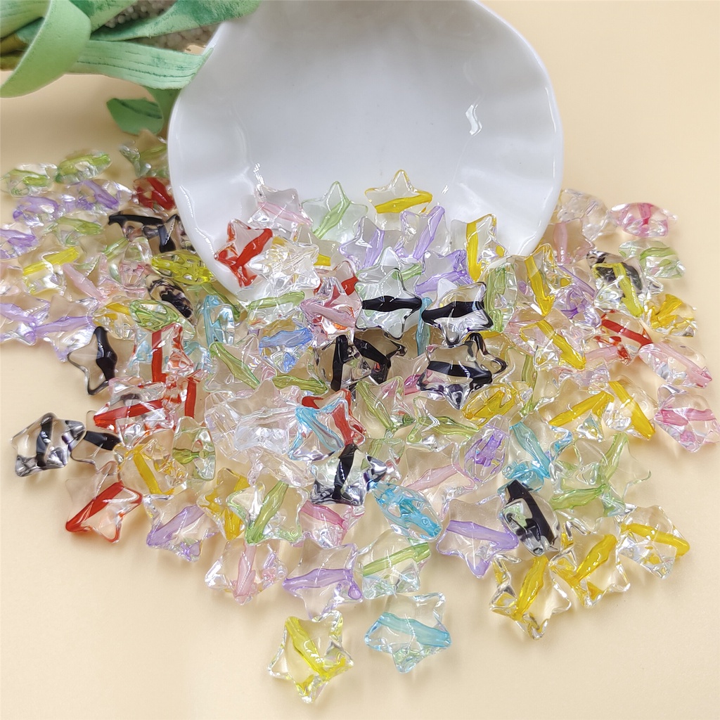120Pcs 13mm Fashion Acrylic Transparent Star Loose Beads DIY Handcrafted Findings Jewelry Making Accessories