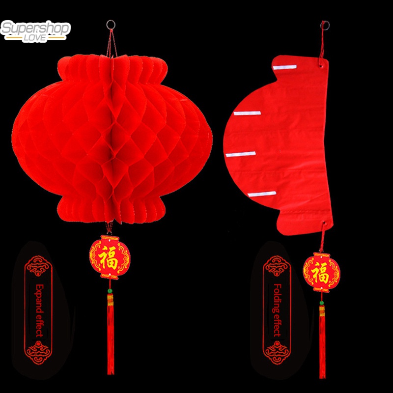 Chinese Style Paper Lantern Red Hanging Lanterns Waterproof Outdoor Decoration New Year Gift