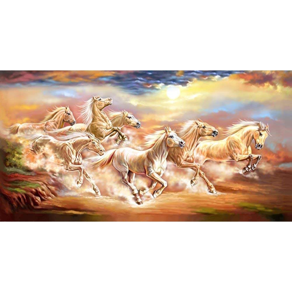 Art Factory Vaastu Seven Horse Canvas Painting Copyright Protected