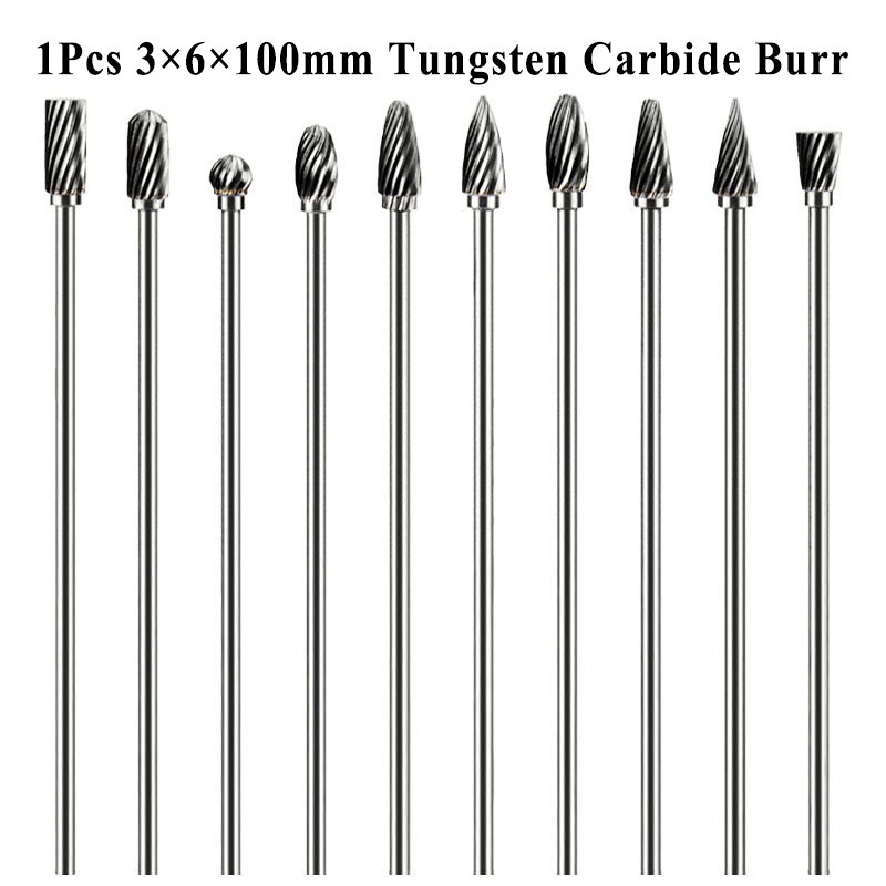 Build DIY 1 Pcs 3x6x100mm Tungsten Carbide Rotary Burr Milling Cutter Files Mata Porting Tool Korek Engraving Pol Pro... - Image 4